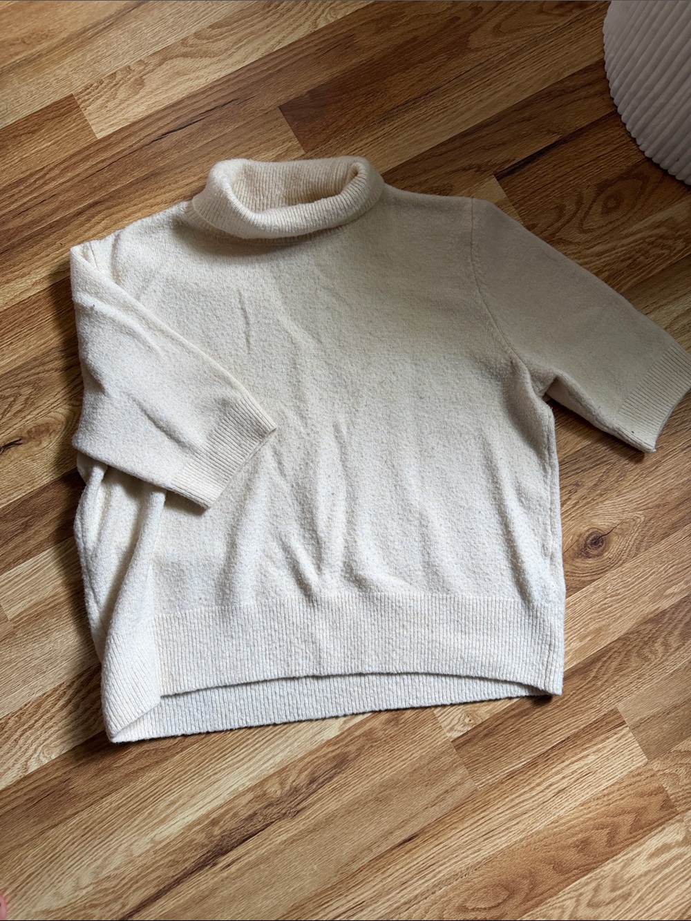 H&M Cream Short-Sleeve Turtleneck Sweater